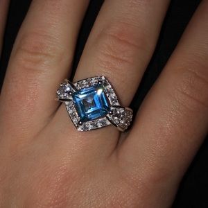 JTV Baby Blue Diamond Ring (NEW) + Free Gift!
